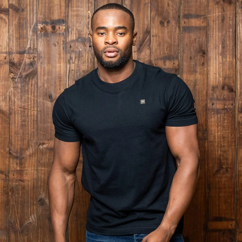 Basic Fashion Square Metal Badge Crew Tee Mamba
