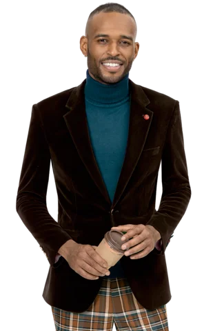 Casual Essentials Brown Solid Velvet Blazer J134