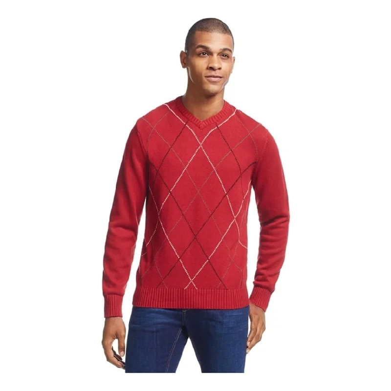 Geoffrey Beene Mens Harlequin Pullover Sweater