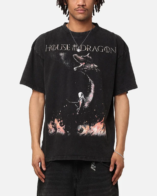 All-Purpose Wear Goat Crew X House Of The Dragons Blood Vintage T-Shirt Black Acidwash