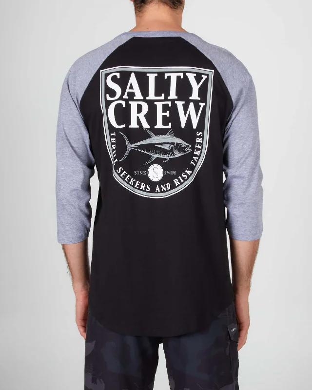 Comfy Apparel Current Baseball L/S Tee - Black/Athletic Heather