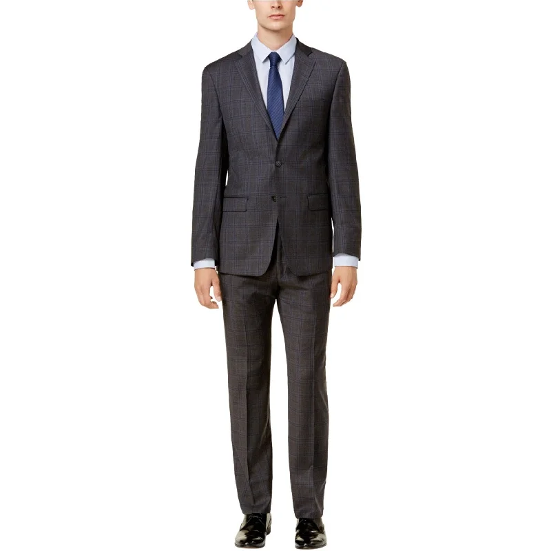 Calvin Klein Mens Plaid Formal Tuxedo