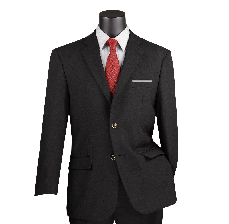 Everyday Comfort Conrad Collection: Black Solid Color Single Breasted Regular Fit Blazer