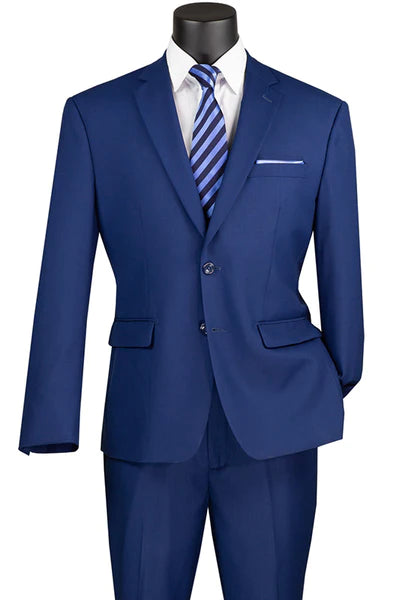 Everyday Essentials Marquis Collection: Twilight Blue 2 Piece Solid Color Single Breasted Regular Fit Suit