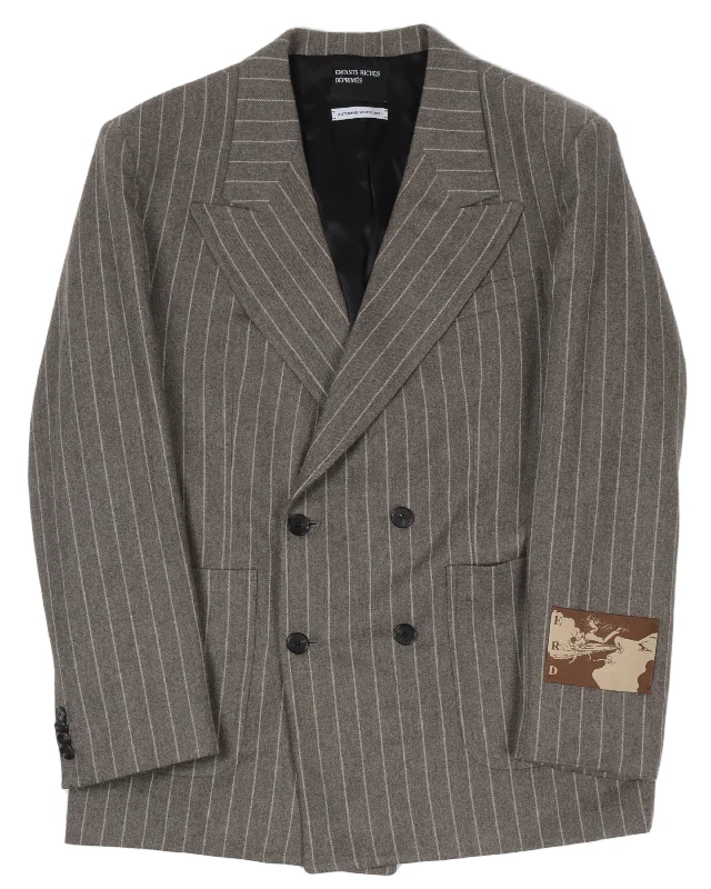 Soft Layers FW21 Wool Pinstripe Patched Blazer