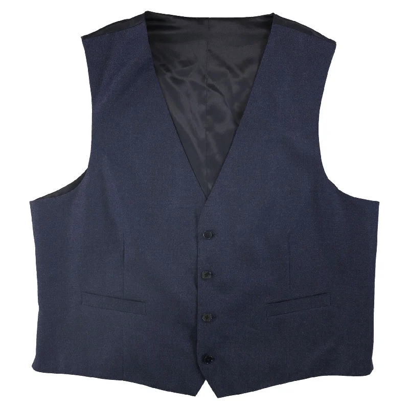Cozy Apparel Calvin Klein Mens Solid Four Button Vest, Blue, 46 Long