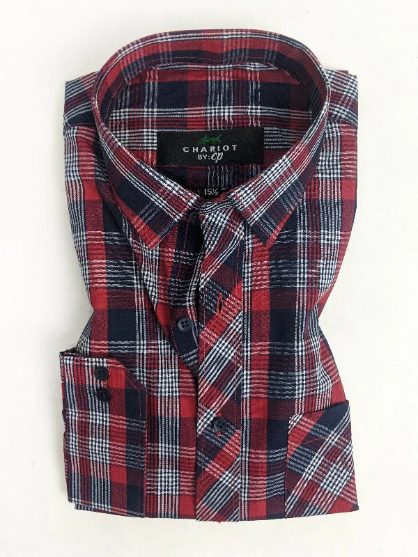 Stylish Comfort Red Checks Formal Dress Shirt For Men AN MFS95