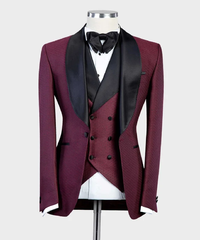 Effortless Style Burgundy Tuxedo