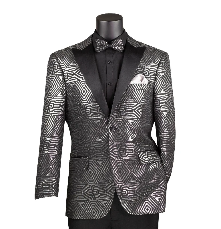 Sporty Suits Celticlore Collection: Silver Metalic Design Single Breasted Modern Fit Blazer