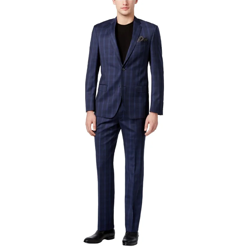 Dkny Mens Slim-Fit Tonal Plaid Two Button Formal Suit