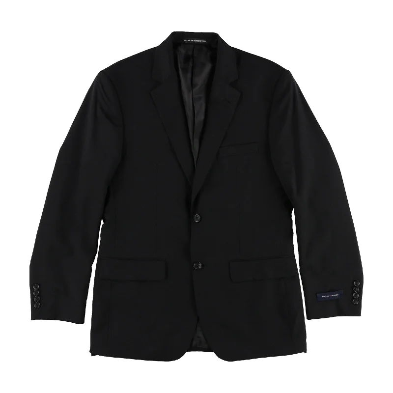 Tommy Hilfiger Mens Classic Two Button Blazer Jacket, Black, 38 Regular