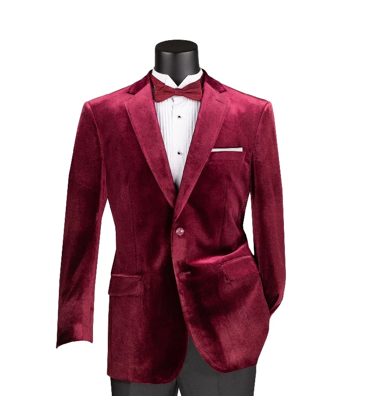 Comfortable Outfits Countess Collection: Wine Velvet Solid Color Single Breasted Regular Fit Blazer Comfortable Outfits Countess Collection: Wine Velvet Solid Color Single Breasted Regular Fit Blazer