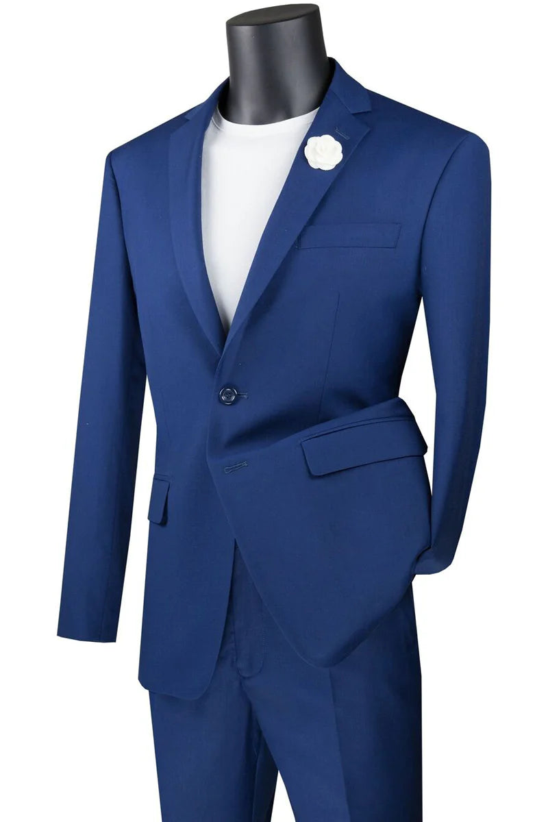 Cozy Essentials Vintagevo Collection: Twilight Blue 2 Piece Solid Color Single Breasted Slim Fit Suit Cozy Essentials Vintagevo Collection: Twilight Blue 2 Piece Solid Color Single Breasted Slim Fit Suit