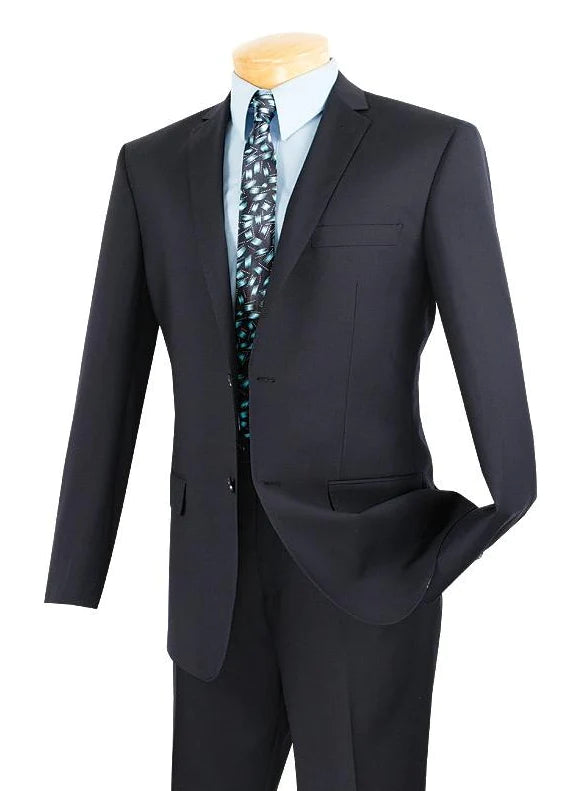 Streetwear Look Vintagevo Collection: Navy 2 Piece Solid Color Single Breasted Slim Fit Suit Streetwear Look Vintagevo Collection: Navy 2 Piece Solid Color Single Breasted Slim Fit Suit