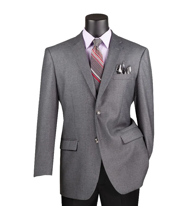 Cool Comfort Chiccheto Collection- Medium Grey Solid Color Single Breasted Regular Fit Blazer Cool Comfort Chiccheto Collection- Medium Grey Solid Color Single Breasted Regular Fit Blazer