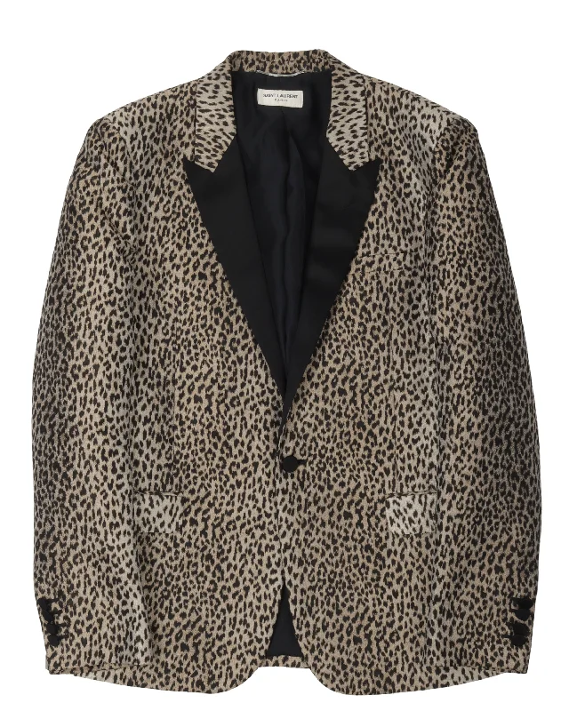 Functional Fashion Cheetah Print Tuxedo Blazer