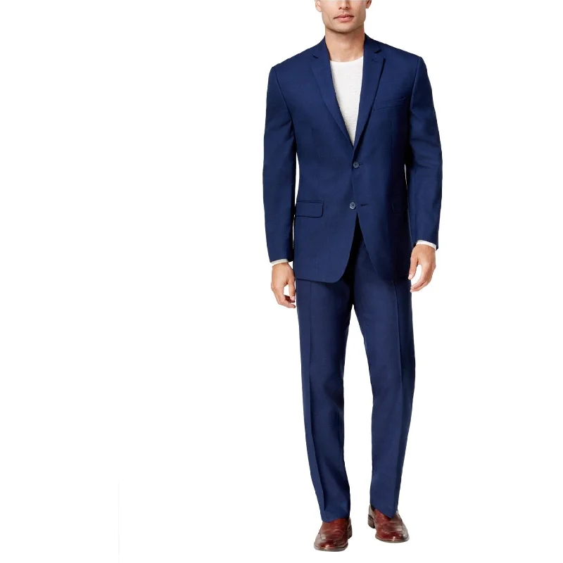 Marc New York Mens Tonal Plaid Two Button Formal Suit