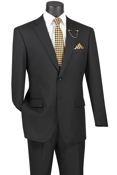Comfortable Shirts Marquis Collection: Black 2 Piece Solid Color Single Breasted Regular Fit Suit