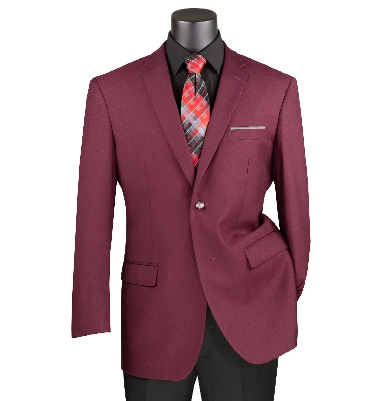Urban Comfort Chiccheto Collection- Burgundy Solid Color Single Breasted Regular Fit Blazer Urban Comfort Chiccheto Collection- Burgundy Solid Color Single Breasted Regular Fit Blazer
