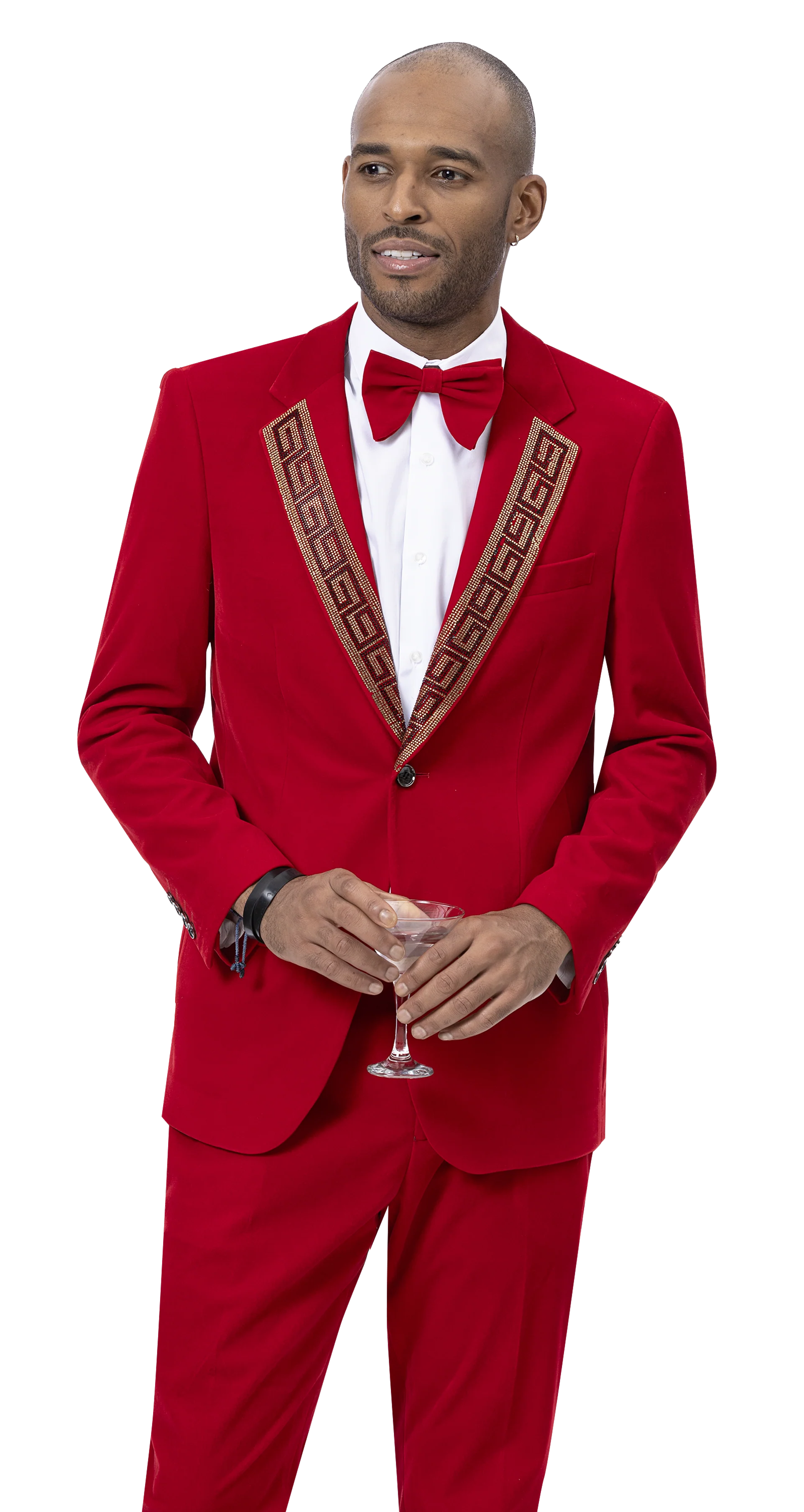 Red Two Piece Velvet Fashion Suit JP110