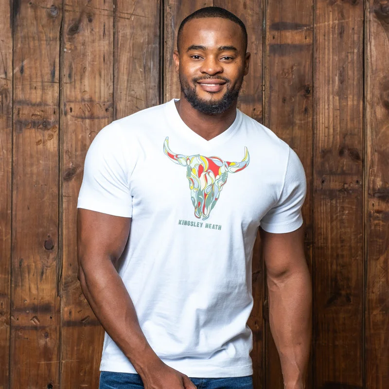 Lounge Wear Retro Skull V-Neck Tee Pelican