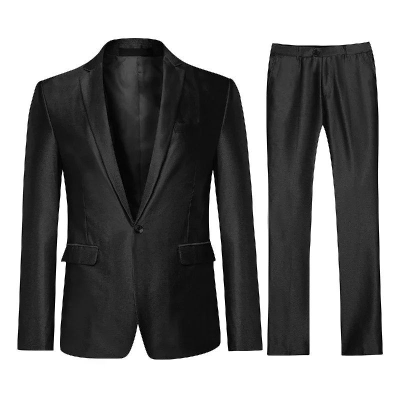 Premium Outfits Two Piece Bright Black Suit One Button Suit