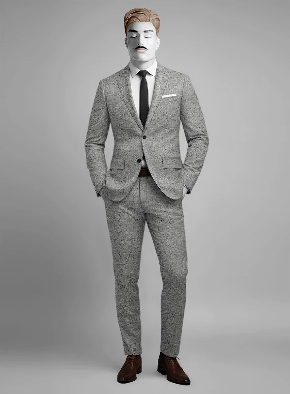Streetwear Look Italian Donegal Light Gray Wool Suit