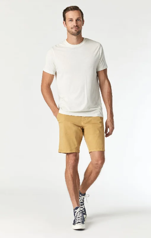 JACOB CROP SHORTS IN MUSTARD GOLD TWILL