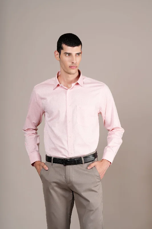 Trendy Comfort Men's Orange Self Design Full Sleeves Formal Shirt
