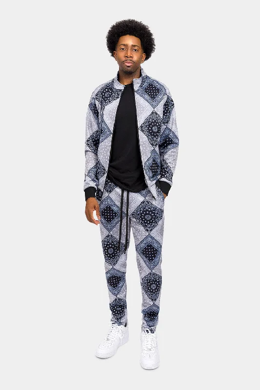 Laid-Back Wear All Over Bandana Pattern Track Suit