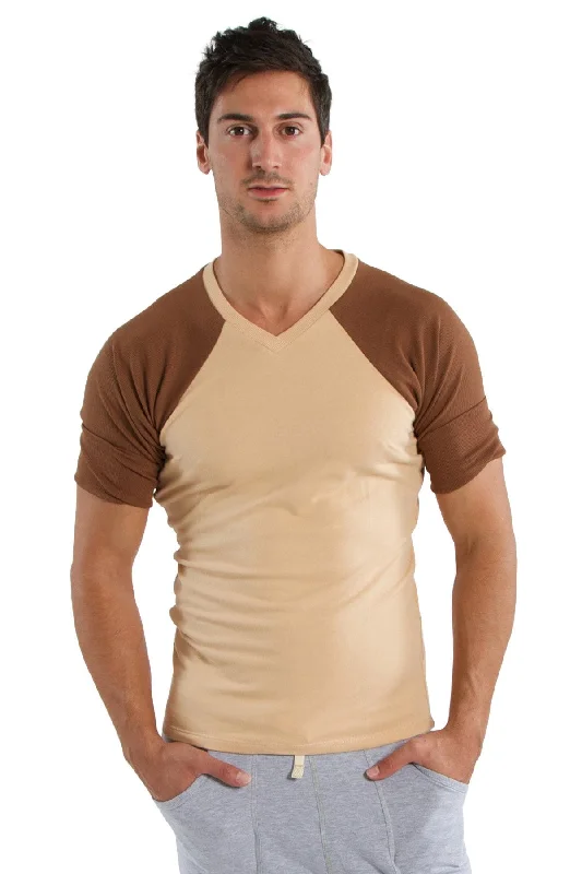 Everyday Wear Raglan Virtual Crew Neck (Sand w/Chocolate)