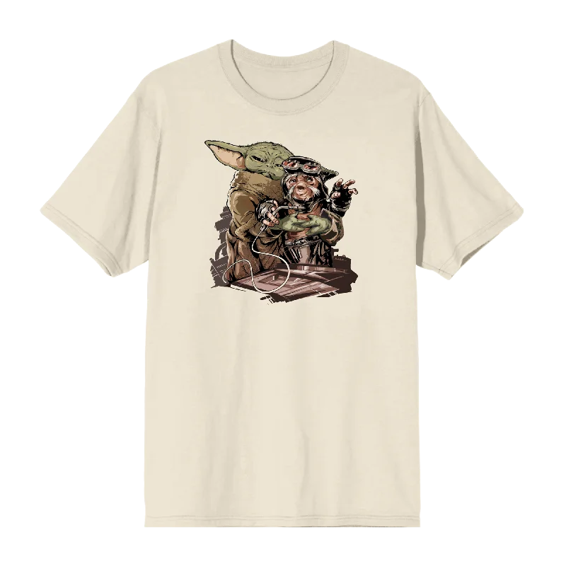 Laid-Back Style Grogu Grabbing Anzellan Natural Tee