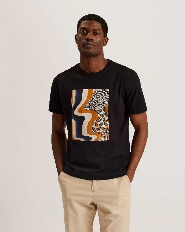 Comfortable Shoes Neverly Box-Print Short-Sleeve Cotton T-Shirt Black