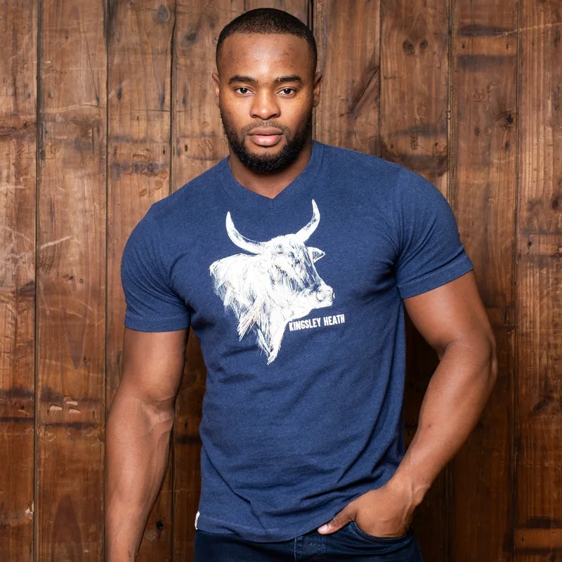 Simple Styles Sketchy Chalk Bull V-Neck Tee Monarch