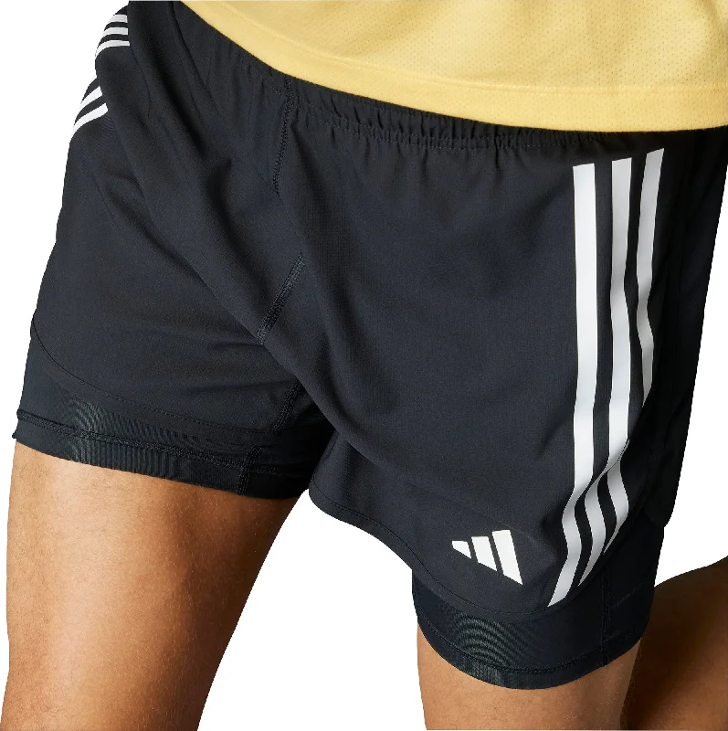 Relaxed Wearables adidas Own The Run 3 Stripes 2 In 1 Mens Running Shorts - Black