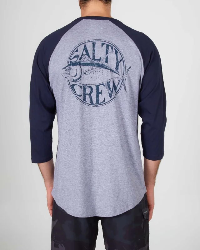 Everyday Wear Tuna Time Baseball L/S Tee - Athletic Heather/Navy