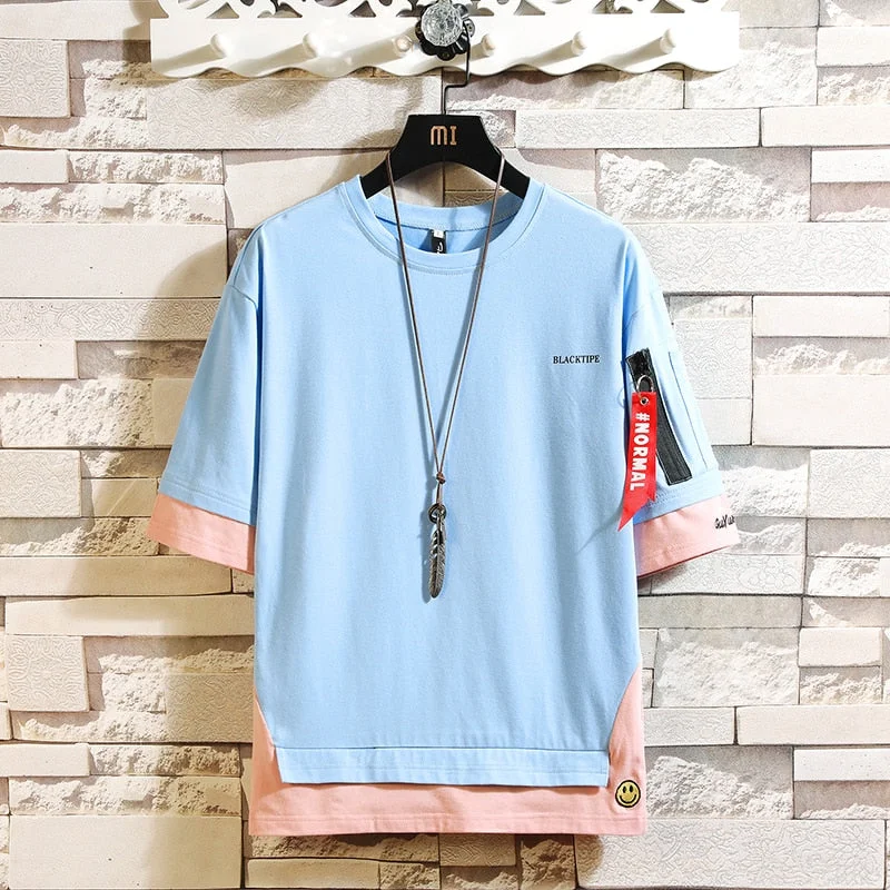 Simple Styles Men's Elbow Sleeves O Neck T-shirt