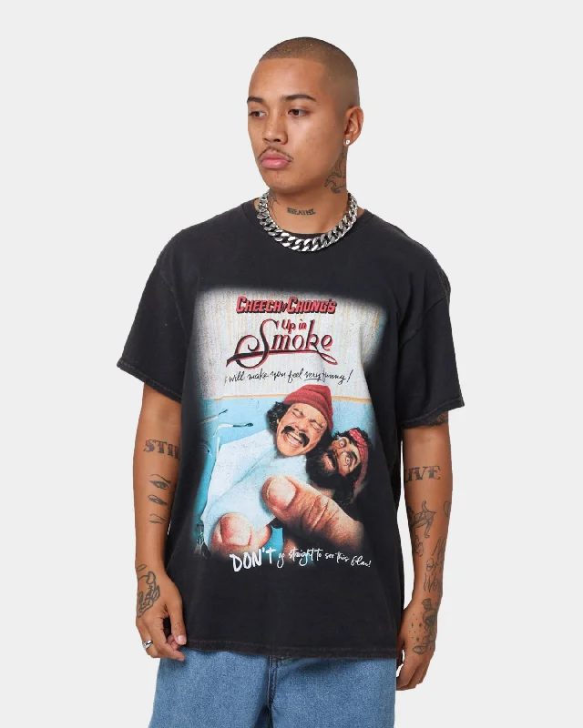Classic Casual American Thrift X 420 Cheech & Chong Movie Poster Vintage T-Shirt Washed Black