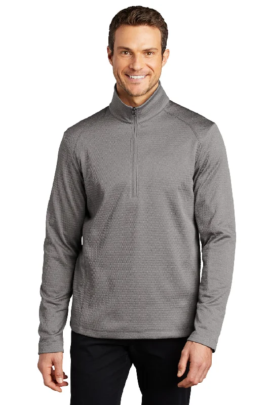 Port Authority Mens Diamond Fleece 1/4 Zip Sweatshirt - Heather Gusty Grey - Closeout