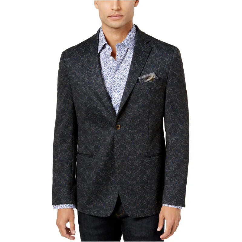 Tallia Mens Slim-Fit Pattern Two Button Blazer Jacket, Grey, 42 Regular