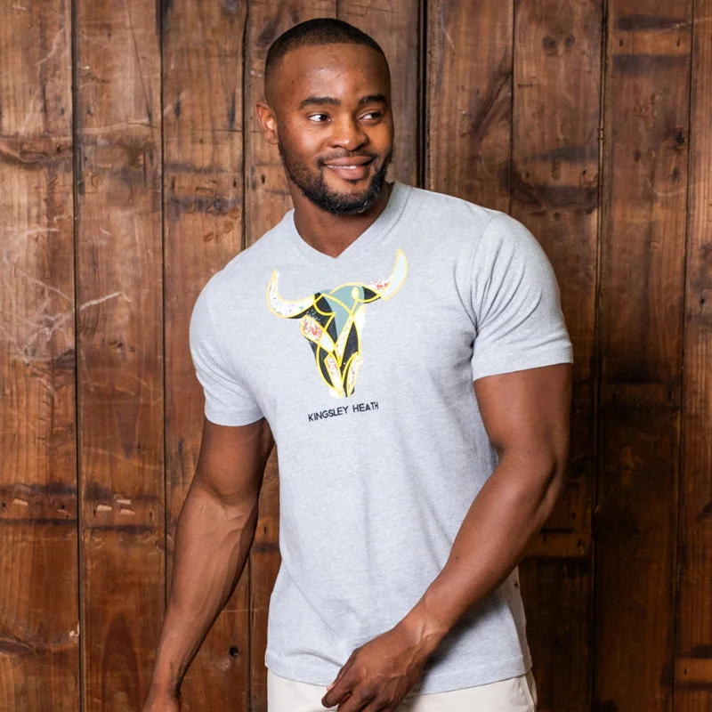 Basic Fashion Patchwork Skull V-Neck Tee Vervet