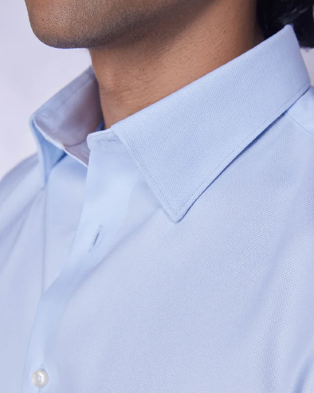 Modern Style Pale Blue Stretch Dobby Shirt