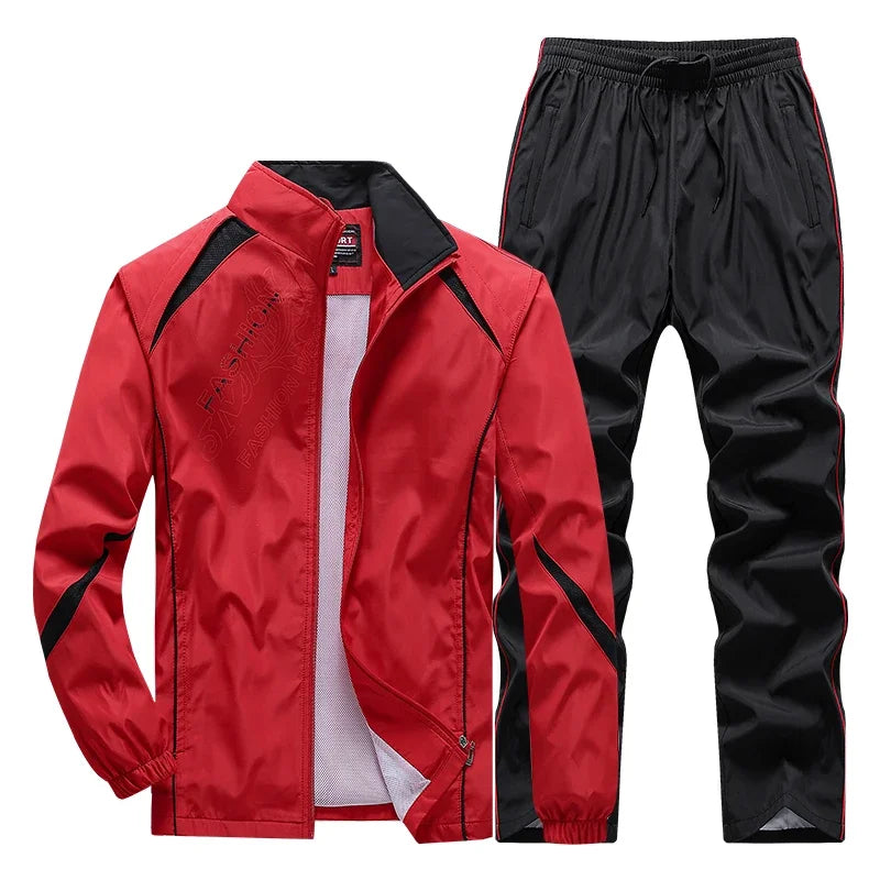 Trendy Apparel Men's Polyester Stand Collar Long Sleeves Mixed Colors Jacket Set