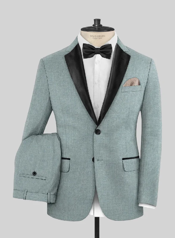 Napolean Stretch Gray Blue Wool Tuxedo Suit