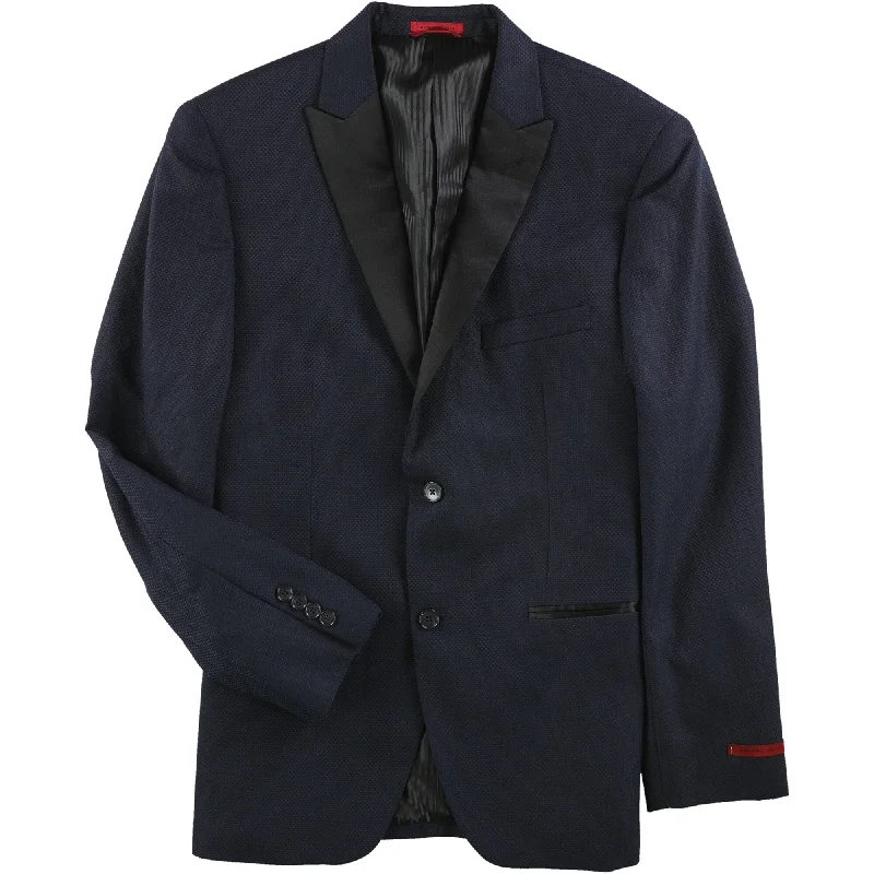 Alfani Mens Satin Lapel Two Button Blazer Jacket, Blue, 40 Regular