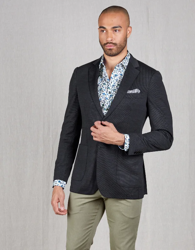 Sporty Wardrobe Pearse Navy Hopsack Knit Blazer