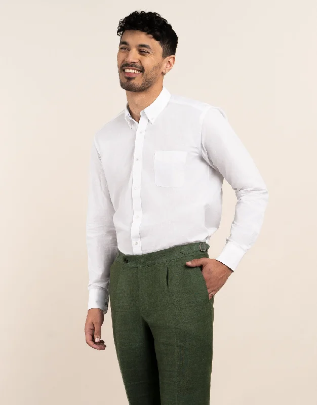 Functional Wear Ohope White Cotton-Linen Shirt