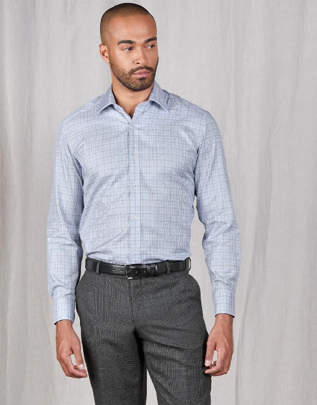 Casual Outfit London Brown & Blue Check Shirt