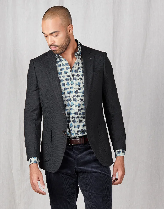 Comfortable Shirts Batten Black Textured Blazer