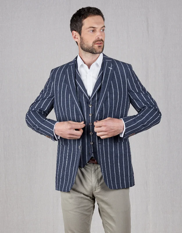 Premium Comfort Pearse Blue Stripe Blazer